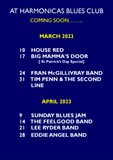 St Harmonicas Blues Club March / April Dates