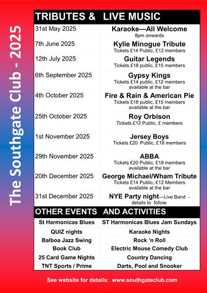 What's on at the Southgate Club